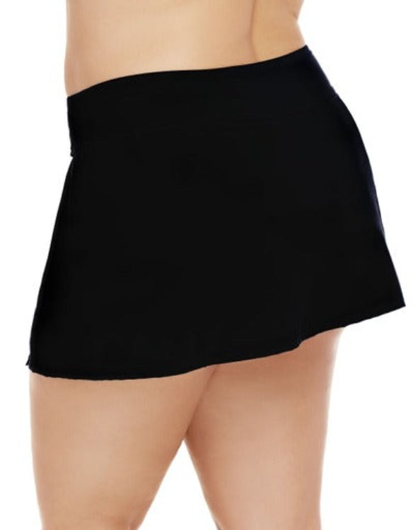 Reward yourself with our Curve Fit Skirted Bottom! This mid-length swim skirt offers a snug fit that won't fly away, but it won't cling either! With its 2.5in waistband, full tummy control brief, and amazing overlap on the front of the skirt — you'll be swimming in style and confidence! #bikinibodgoals