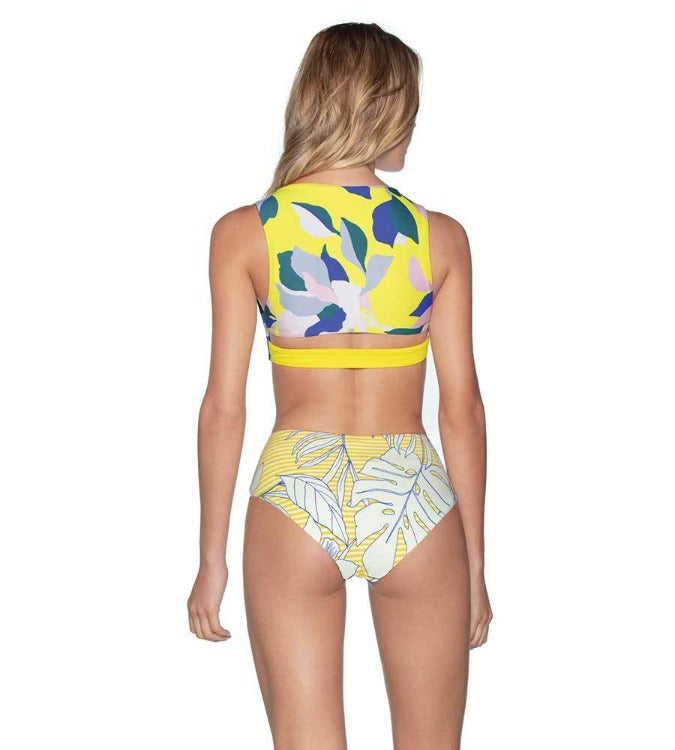 Wa-hey! Make a statement in this Maaji Sunflower Spin One Piece - a four-way reversible high neck monokini that'll have you feeling stylish from sunup to sundown. The signature bottom coverage and removable soft cups ensure you feel confident, while the bold floral and striped print is sure to get you noticed wherever your sunny day adventures take you. Ready, set, shine!