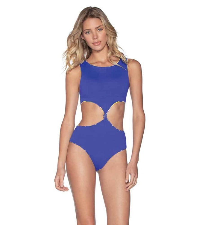 Wa-hey! Make a statement in this Maaji Sunflower Spin One Piece - a four-way reversible high neck monokini that'll have you feeling stylish from sunup to sundown. The signature bottom coverage and removable soft cups ensure you feel confident, while the bold floral and striped print is sure to get you noticed wherever your sunny day adventures take you. Ready, set, shine!